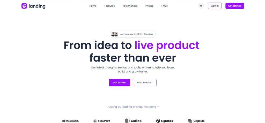 Landing demo preview